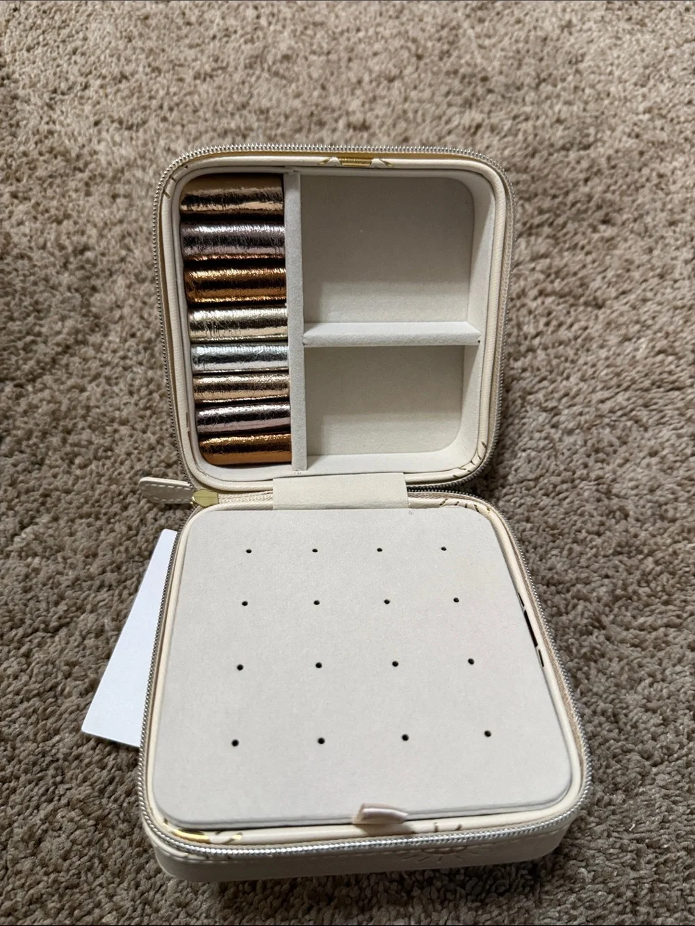 Cream Sun Print Zip Jewelry Case